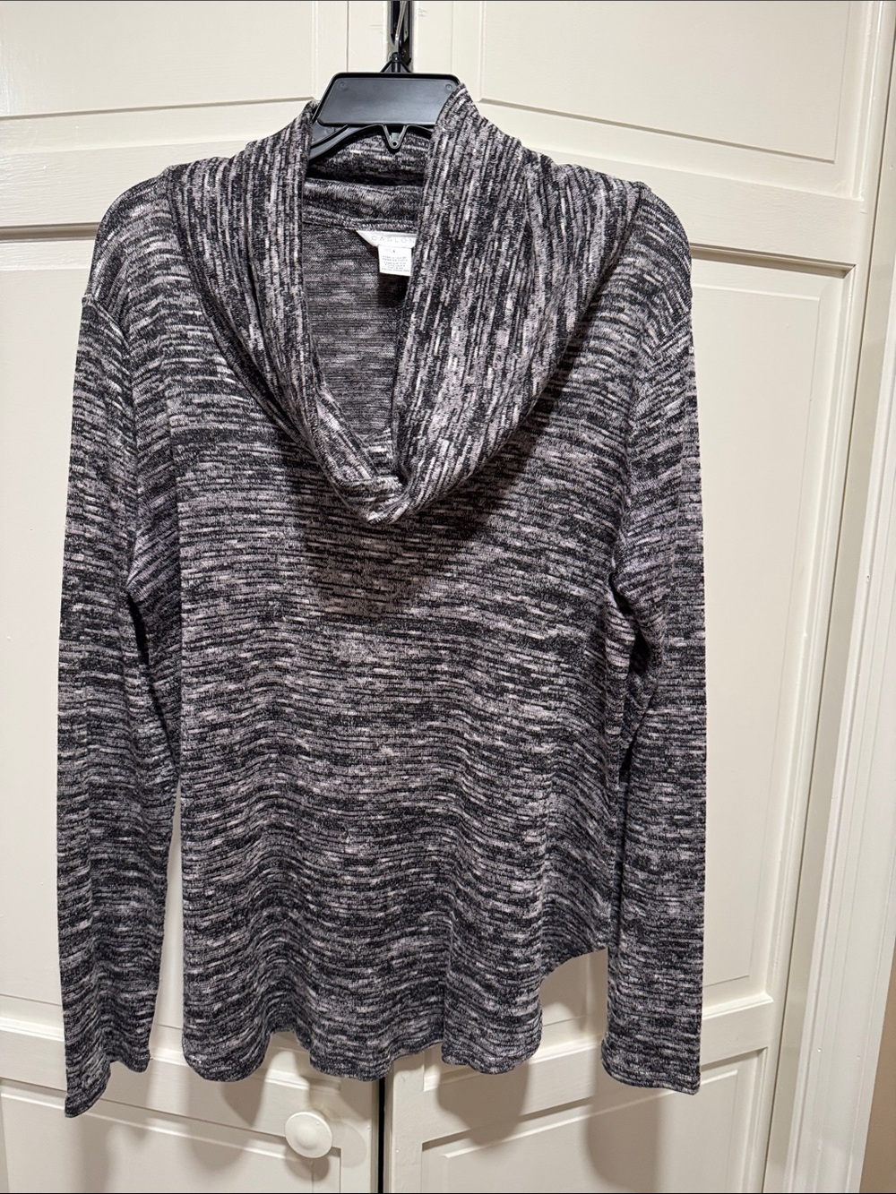 Caslon Marled Black & Gray Cowl Neck Sweater